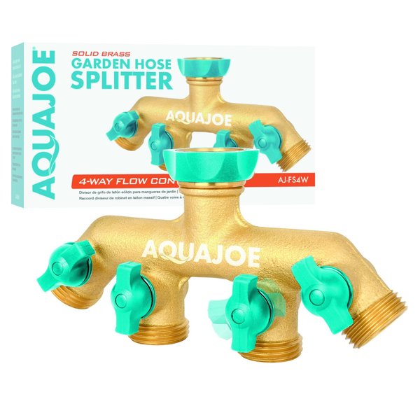 Snow Joe Aqua Joe Solid Brass 4Connection Garden Hose Splitter AJ-FS4W